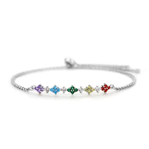 RENSINO Custom 925 Pure Silver Jewelry 925 Sterling Silver Colorful Demon Eyes Bracelet Link Chain Bracelet