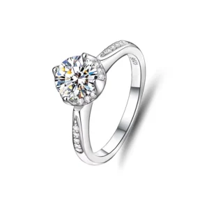 RENSINO Custom 925 Silver Jewelry Rings Bulk Maker 1 Carat 2 Carat Mossanite Lab Grown Diamond Rings for Woman Engagement Gift