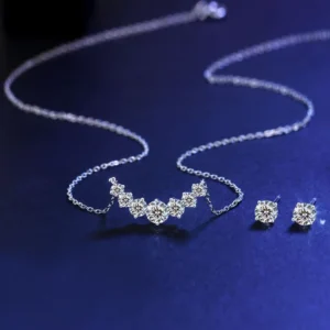 RENSINO Custom 925 Silver Smile Zircon Jewelry Set Bridal Necklace and Earrings Jewellery Sets
