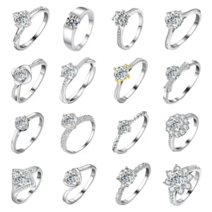 RENSINO Custom 925 Silver Vintage Heart Shape Prong Setting Engagement Rings for Women & Unisex Wedding Jewelry
