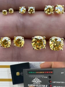 RENSINO Custom 925 Sterling Silver 1CT Yellow Green Black Rainbow Pink VVS Gra Moissanite Stud Screw Earring Jewelry For Women
