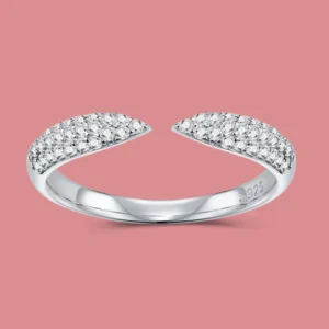 RENSINO Custom 925 Sterling Silver Arrow Adjustable Ring Women Engagement Wedding Gift Round Cut Party Ring