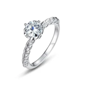 RENSINO Custom 925 Sterling Silver Engagement Rings for Women Factory Jewelry with Moissanite Diamond Silver Color