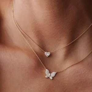 RENSINO Custom 925 Sterling Silver Fine Jewelry Pendants Charms Round Baguette Zircon Diamond Mini Heart Necklace
