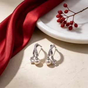 RENSINO Custom 925 Sterling Silver Hoop Earrings Platinum Plated Luxury for Women with Elegant Zircon Wedding & Gift