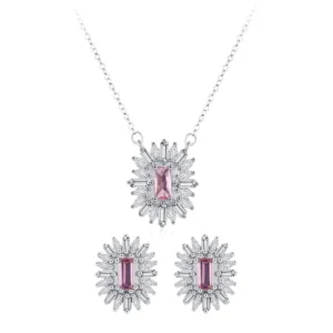 RENSINO Custom 925 Sterling Silver Jewelry Sets Luxury Classic Silver Zircon for Women’s Wedding Anniversary for Engagement