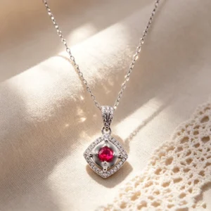RENSINO Custom 925 Sterling Silver Locket Necklace With Elegant Cubic Zirconia Charm For Women