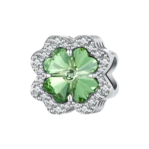 RENSINO Custom 925 Sterling Silver Luxury Jewelry Women Charm Green Bling Decorative Mini Designer Luck Glass Clover Charms