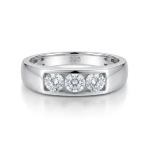 RENSINO Custom 925 Sterling Silver Men Ring with Moissanite Silver Simple Design Rings Gift for Man Women Jewelry