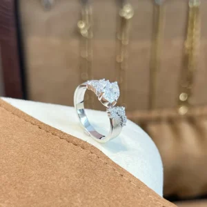 RENSINO Custom 925 Sterling Silver Rhodium Plated Pear Cut Zircon Ring for Women Gift Party Wedding Factory