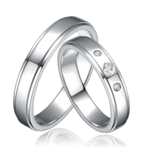 RENSINO Custom 925 Sterling Silver Rings High Polished Couple Rings Wedding Band for Lovers