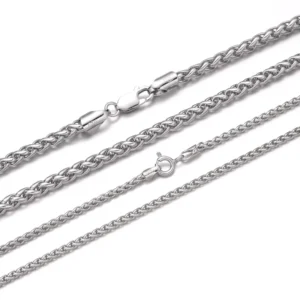 RENSINO Custom 925 Sterling Silver Wheat Chain 2mm 3mm 4mm 5mm Italy Rope Chain Necklace Hip hop Style Necklace