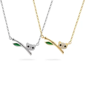 RENSINO Custom Animals Specialty Jewelry 925 Sterling Silver 18k Gold Plated Panda Colorful Enamel Pendant Necklace for Women