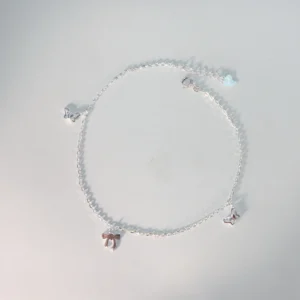 RENSINO Custom Anklet Rhodium Plated Foot Chain Silver 925 Knot Bowtie Butterfly Jewelry Sterling Silver Anklet