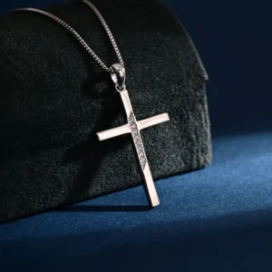 RENSINO Custom Christian Cross God Pendant Charm Rhodium Plated Cubic Zirconia Sterling Silver Gift Jewelry