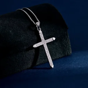 RENSINO Custom Christian Cross God Pendant Charm Rhodium Plated Cubic Zirconia Sterling Silver Unisex CNAS Certified Jewelry