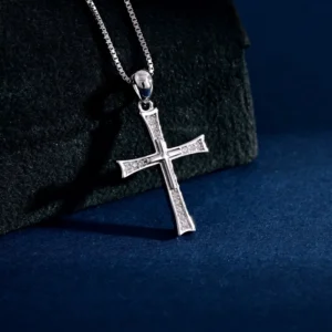 RENSINO Custom Christian Cross God Pendant Charm Rhodium Plated Sterling Silver Cubic Zirconia Unisex Gift Jewelry