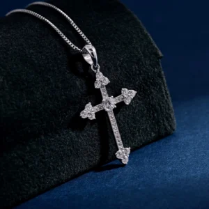 RENSINO Custom Christian Cross God Pendant Charm Rhodium Plated Sterling Silver Cubic Zirconia Unisex Jewelry