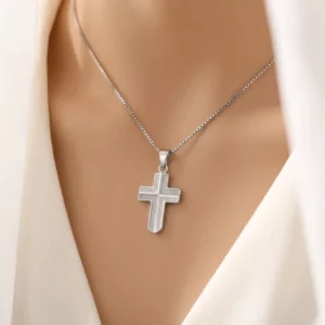 RENSINO Charm Pendants Rhodium Plated Cubic Zirconia Christian Cross God Retro 925 Sterling Silver Fine Jewelry