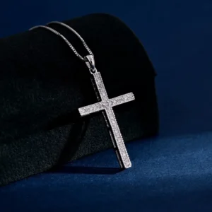 RENSINO Custom Christian Unisex Cross God Pendant Charm Sterling Silver Rhodium Plated Cubic Zirconia Fine Jewelry