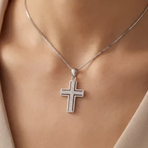 RENSINO Custom Christian Unisex Pendant Jewelry Rhodium Plated Cubic Zirconia Cross God Pendant Charm Sterling Silver Jewelry
