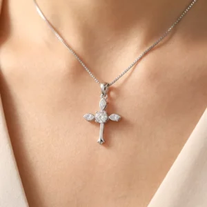 RENSINO Religious Christian Unisex Rhodium Plated Cubic Zirconia Cross God Pendant Charm Sterling Silver Gift Fine Jewelry