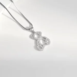 RENSINO Custom Classic Charm Pendant Cubic Zirconia Bear Rhodium Plated 925 Sterling Silver Anniversary Fine Jewelry