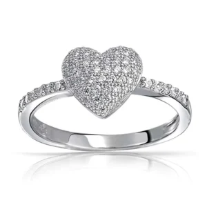 RENSINO Custom Classic Fashion Jewelry 925 Sterling Silver Cubic Zirconia Heart Shape Rings Women Engagement Wedding Anniversary