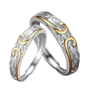 RENSINO Custom Classic Wedding Fashion Jewelry Adjustable 925 Sterling Silver Rings Black Myth Wukong Romantic Love