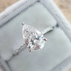 RENSINO Custom Cubic Zirconia Pear Shaped Eternity Ring Women Jewelry Promise 925 Sterling Silver Engagement Wedding Ring