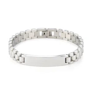 RENSINO Custom Design Engraved Bar Stainless Steel Bracelet
