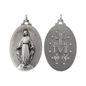RENSINO Custom Design Oval Shape Silver Plated Metal Miraculous Medal High Quality Religious Medal Manufacturer