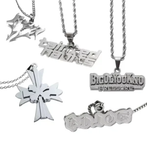 RENSINO Custom Design Stainless Steel Silver Necklace Men Women Necklace 2D 3D Letter Name Pendants for Necklace