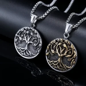 RENSINO Custom Design Stainless Steel Viking Yggdrasil Tree Life Pendants Necklace Silver Gold Plated High Quality Chains Gift