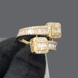 RENSINO Custom Diamond Baguette Cut Ring VVS Moissanite Ring Iced Out Men Fine Jewelry