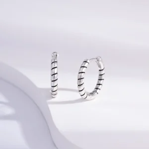 RENSINO Custom Earrings Jewelry Round Spiral Pattern Huggie 925 Sterling Silver Fine Jewelry Earrings