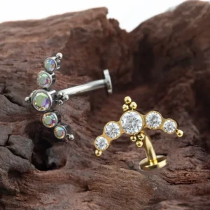 RENSINO Custom Externally Threaded Head ASTM F136 Titanium Beads Zircon Wedding Trendy Body Piercing Jewelry
