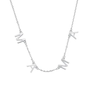 RENSINO Custom Factory’s S925 Sterling Silver Necklace Women’s Religious Pendant Glaze English Letter Zircon Trendy for Mama Mother