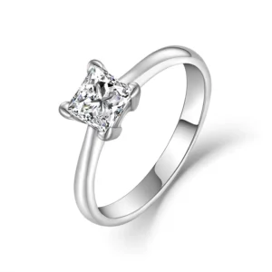 RENSINO Custom Fashion 925 Sterling Silver Wedding Ring Moissanite Diamond Zircon Fine Setting Inlay for Women