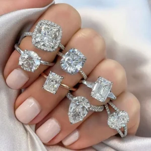 RENSINO Custom Fashion Designer Lab Grown Diamond Gemstone Jewelry Ring 925 Sterling Silver Moissanite Wedding Engagement Rings For Women