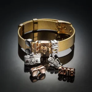 RENSINO Custom Fashion Girl Women DIY Initial Charm Belt Buckle Bracelet Stainless Steel Jewelry Mesh Bracelet