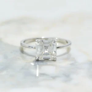 RENSINO Custom Fashion Handmade Asscher Cut Solitaire Cubic Zirconia Women Engagement Wedding 925 Silver Ring