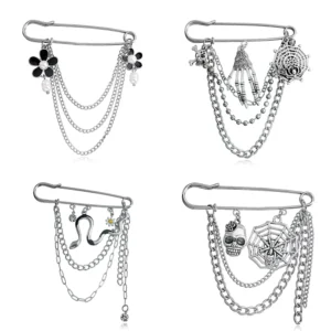 RENSINO Custom Fashion Jewelry Safety Pin Brooch Silver Decorative Brooch With DIY Charms