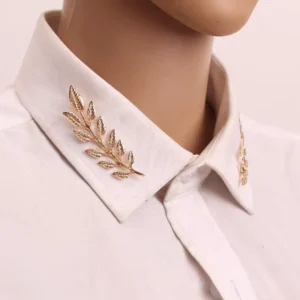 RENSINO Custom Fashion Metal Crafts Shirt Brooch Pin Factory Direct Handbag Backpack Badge Brooch with Wheat and Chain Design