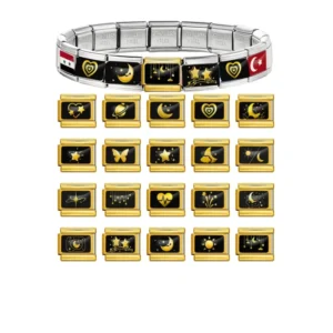 RENSINO Custom Fashion Stainless Steel Italian Charm Bracelet Black Venus Month Series Charm Hand Chain DIY Women Jewelry Bracelet Gift