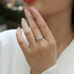 RENSINO Custom Fine Jewelry Classic Three Stone 2CT VVS D Moissanite Women Ring 925 Sterling Silver Engagement Bridal Ring