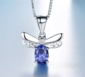 RENSINO Custom Fine Jewelry Silver Necklace 925 Sterling Silver 18k Rhodium Plated Zircon Bee Pendant Necklace for Women
