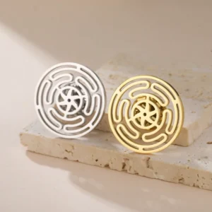 RENSINO Custom Geometric Shape Metal Electroplated Letterpress Printed Brooch Unisex 304 Stainless Steel For Badge Pin