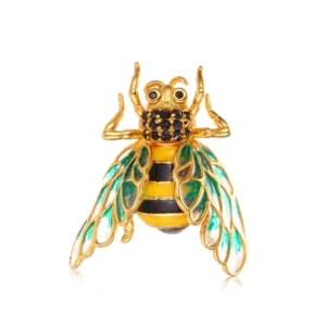 RENSINO Custom Gold Plated Handmade Black Spinel Bee Brooch Women Jewelry Gift Brooch