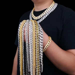RENSINO Custom High Quality Jewelry Hip Hop Miami Arc Style 925 Silver Iced Out Diamond Moissanite Cuban Link Chain for Men